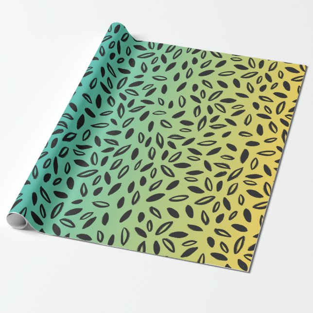 Papel De Presente Doodles no Teal & Yellow (Desenrolado)