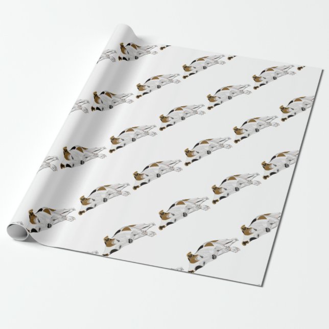 Papel De Presente Dormindo Jack Russell (Desenrolado)