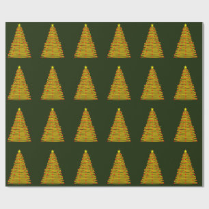 Papel De Presente Dourada árvore de Natal sobre o Livro Verde