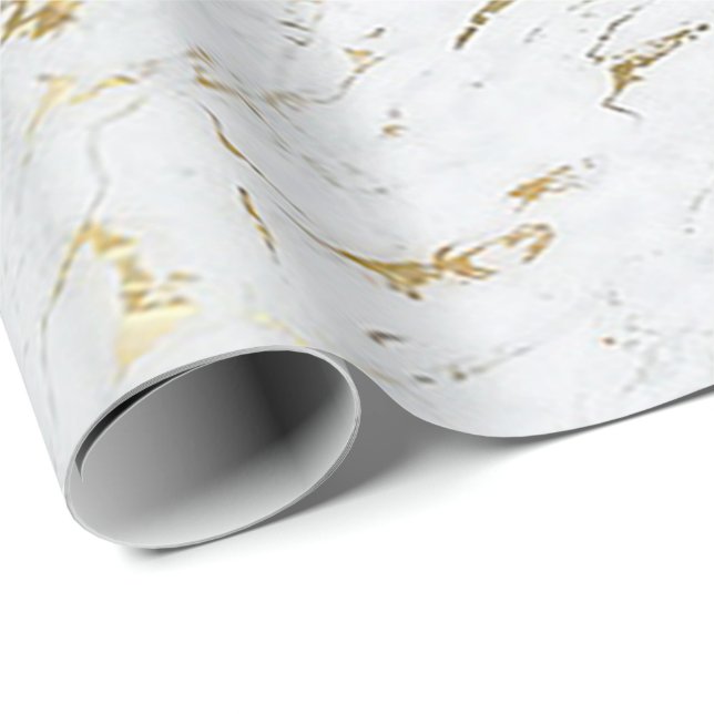 Papel De Presente Dourada branca Carrara Marble Stone VIP Luxury (Ponta do rolo)