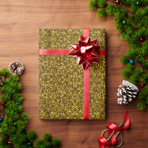 Papel De Presente Dourada brilho de Natal
