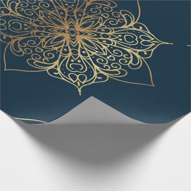Papel De Presente Dourada Cor damasco de Mandala (Ponta)