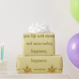 Papel De Presente Dourada Glitter Feliz Natal, Papai Noel em ouro