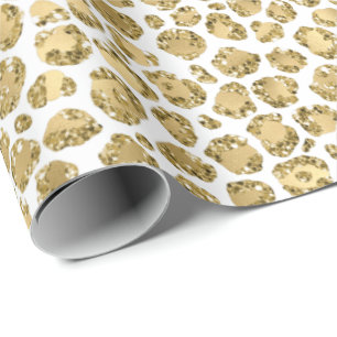 Papel De Presente Dourada Glitter Leopardo Glitter