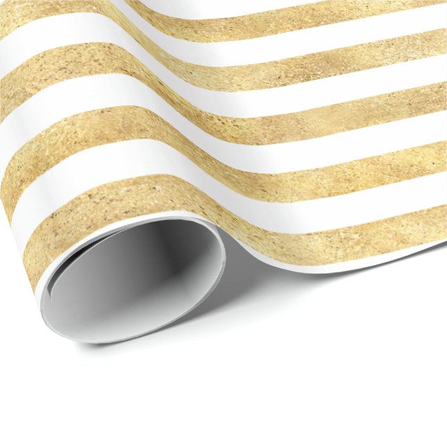 Papel De Presente Dourada Glitzy Stripes (Ponta do rolo)