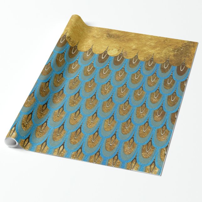 Papel De Presente Dourada Princesa Brilhante, Scalse de Sereia (Desenrolado)