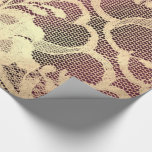 Papel De Presente Dourada Sépia Metálica Luxury Lace Floral Burgundy<br><div class="desc">Delicado Pantone Palete florenceK</div>