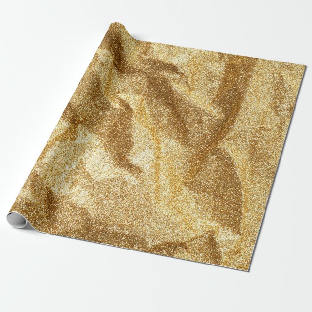 Papel De Presente Dourada textura em papel enrugada fundo do abstrat (Desenrolado)