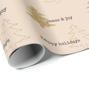 Papel De Presente Douradas Cotações do Creme das Árvores de Natal