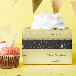 Papel De Presente Douradas estrelas brilhantes de Natal, patas em ou