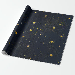 Papel De Presente Douradas estrelas no céu noturno