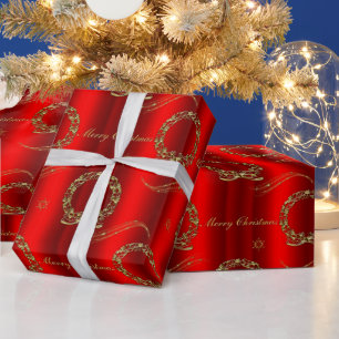 Papel De Presente Douradas mortes festivas no Natal Vermelho
