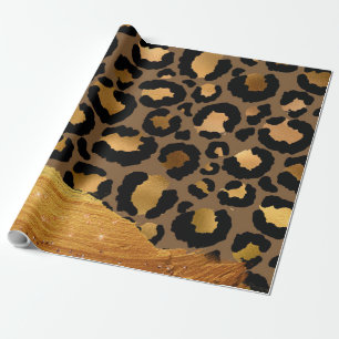 Papel De Presente Douradas tiras na pele de Chita com Glamor Metálic