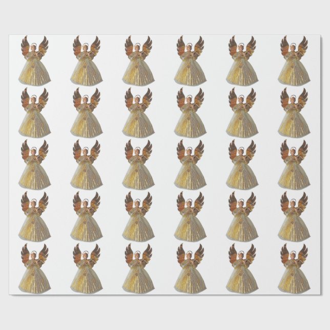 Papel De Presente Dourado Angel White Wraping Paper (Aberto)