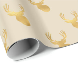Papel De Presente Dourado Beige Deer