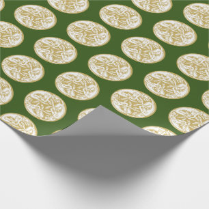 Papel De Presente Dourado Cão Céltico Trio Patten