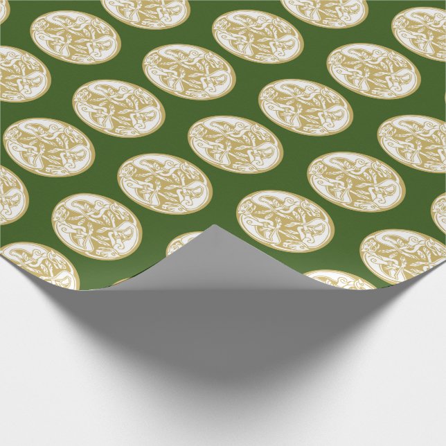Papel De Presente Dourado Cão Céltico Trio Patten (Ponta)