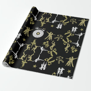 Papel De Presente Dourado Dançarino Padrão em Casa
