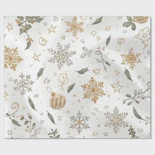Papel De Presente Dourado e branco elegante Natal sem costura