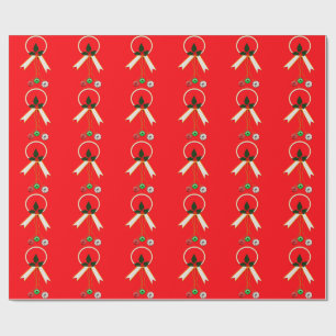 Papel De Presente Dourado E Branco Wreath Red Wrappaper