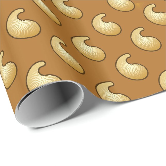 Papel De Presente Dourado e castanho de chocolate (Ponta do rolo)