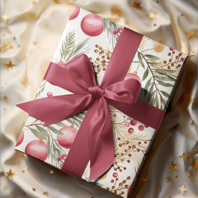 Papel De Presente Dourado e rosa | ornamentos | Padrão Botânico (Criador carregado)