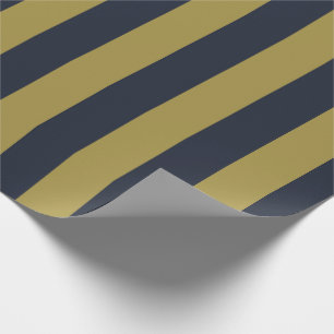 Papel De Presente Dourado Elegante e Marinho - faixas verticais azui