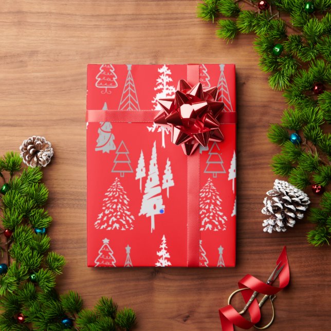 Papel De Presente Dourado em Papel de Embalagem de Árvores de Natal  (Presente de Natal)