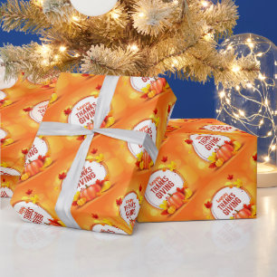 Papel De Presente Dourado Feliz Dia de Ação de Graças Pumpkin