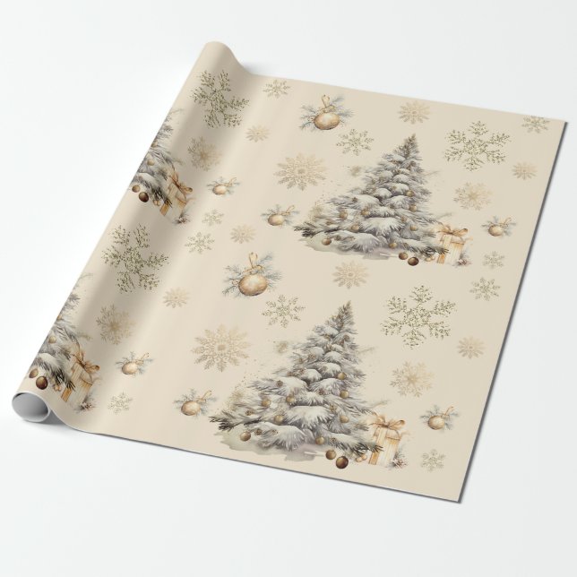 Papel De Presente Dourado inverno (Desenrolado)
