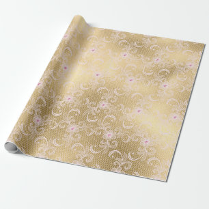 PAPEL DE PRESENTE DOURADO LACE ELEGANTE NO ANIVERSÁRIO WRAP
