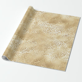 Papel De Presente Dourado Leopardo Branco