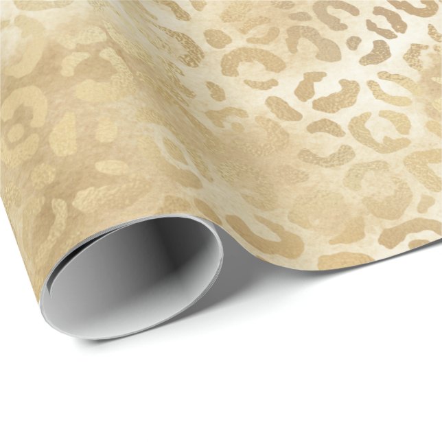 Papel De Presente Dourado Leopardo Branco (Ponta do rolo)