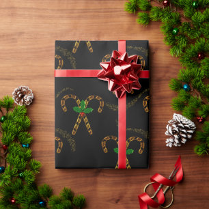 Papel De Presente Dourado Luxe Canas Negras