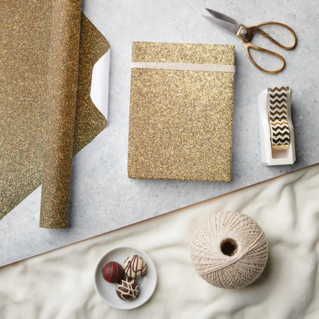 Papel De Presente Dourado luxo brilhante glamouroso (Artesanato)