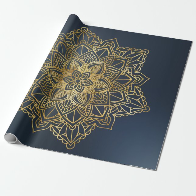 Papel De Presente Dourado Mandala (Desenrolado)