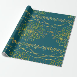 Papel De Presente Dourado Mandela Patterned