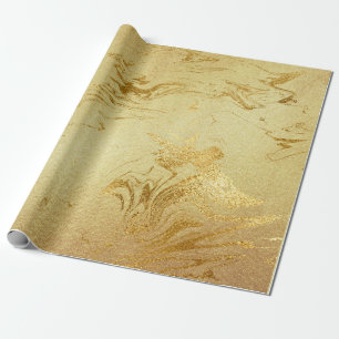 Papel De Presente Dourado Marble Molten Glam Shiny