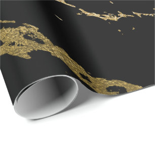 Papel De Presente Dourado Marble Shiny Glam Negro Abstrato mínimo