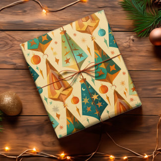 Papel De Presente Dourado Meio século de Cobre Moderno no Natal