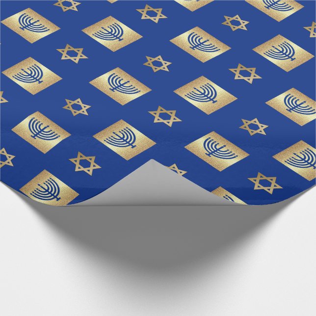 Papel De Presente Dourado Menorah e estrela de David: Feriados Judeu (Ponta)