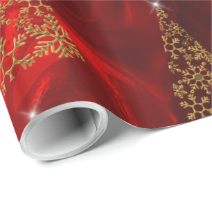 Papel De Presente Dourado moderno e Natal Vermelho