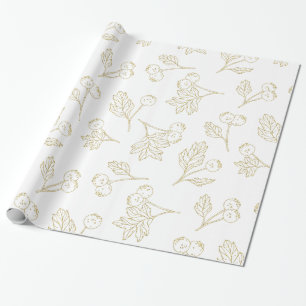 Papel De Presente Dourado Natal das Berries