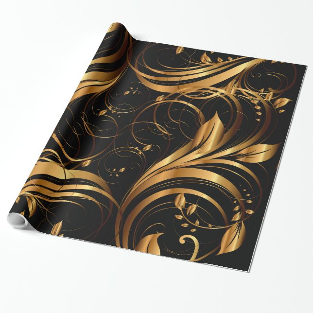 Papel De Presente Dourado padrão 1R Papel de enrolamento (Desenrolado)