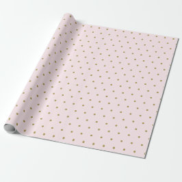 Papel De Presente Dourado padrão de Bolinhas cor-de-rosa