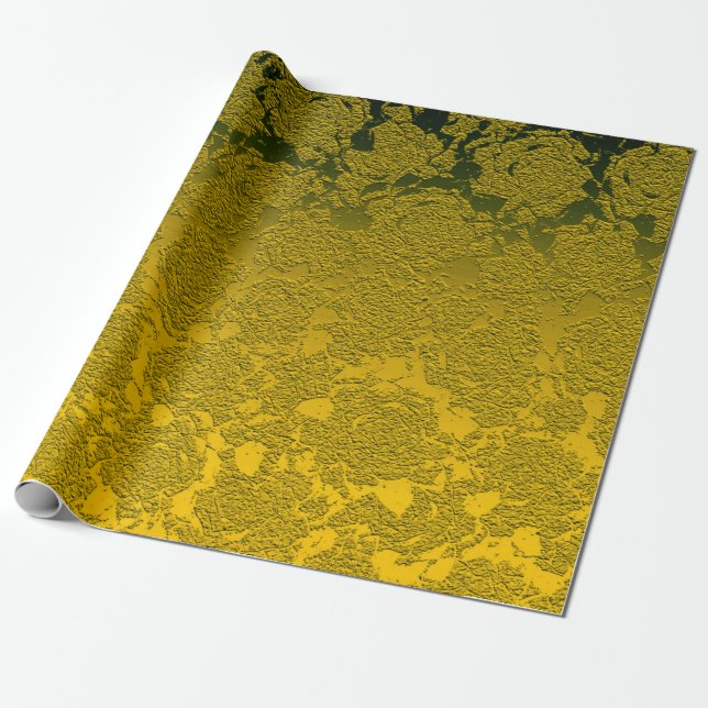 Papel De Presente Dourado Padrão Suculento Floral de Natal Metálico (Desenrolado)