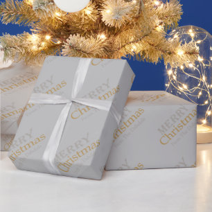 Papel De Presente Dourado personalizado e Silver Feliz Natal