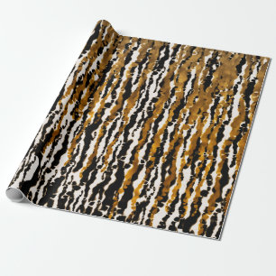 Papel De Presente Dourado & Preto Moderno Safari Chuva Selva Glam Fe