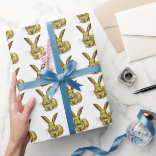 Papel De Presente Dourado Rabbit Padrão Chinês Ano Novo 2023