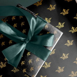 Papel De Presente Dourado Rei Negro Coroa Heráldica Princesa